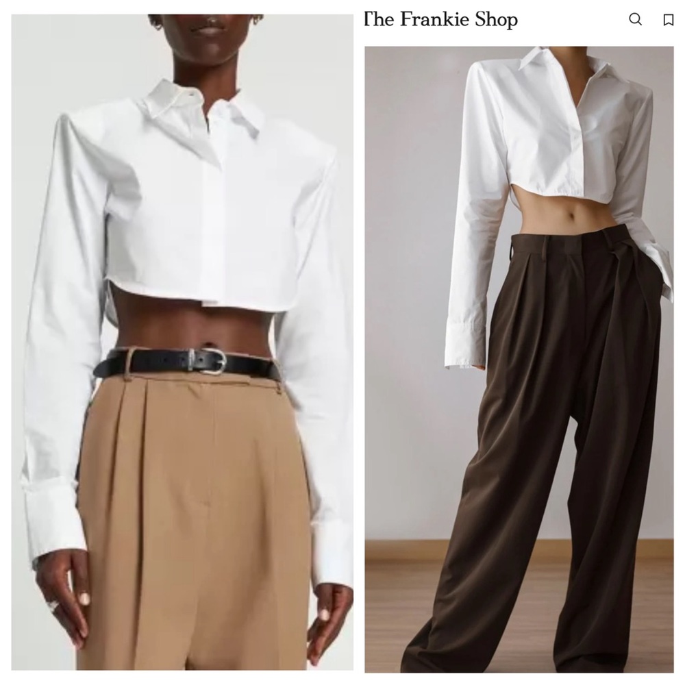 The Frankie Shop Uma Cropped Shirt in White